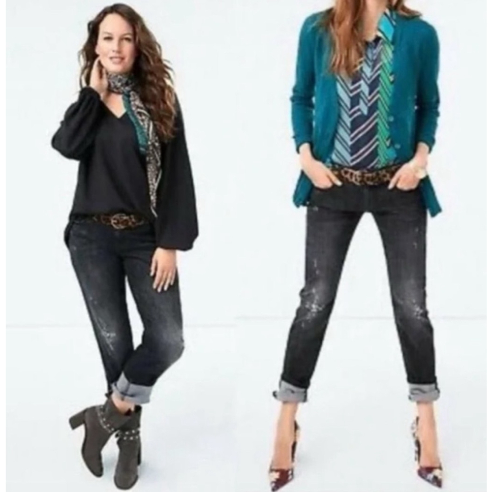 CAbi slim boyfriend black distressed jeans size 6 style 3749